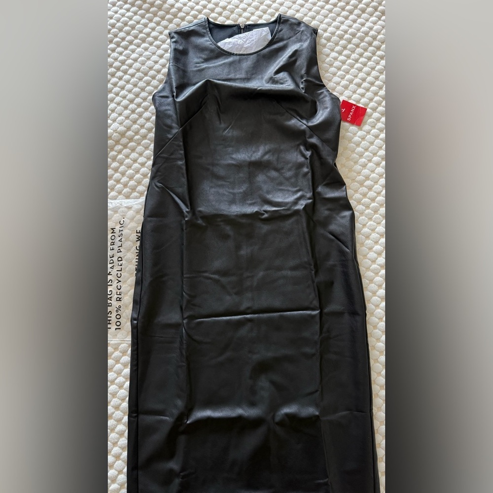 SPANX Black Faux Leather Sheath Dress 
Size M original Price $228 - Picture 12 of 17